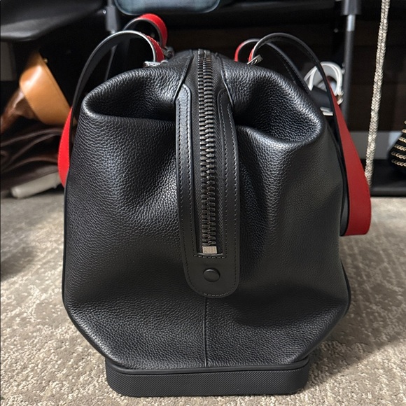 Christian Louboutin Black Leather Tote Red Interior Beaded Crest - Picture 6 of 15